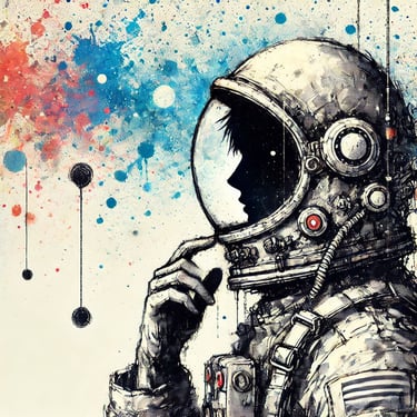 Dark paint, astronaut portrait.