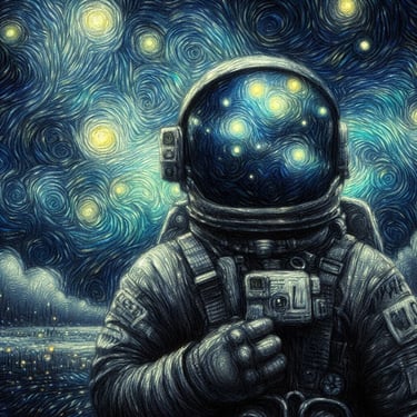 Starry Night astronaut portrait.