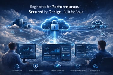Secure cloud architecture with performance monitoring hybrid infrastructure & enterprise management
