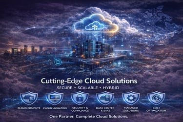 Cloud services hybrid architecture with Microsoft 365 Azure integration & secure data center 