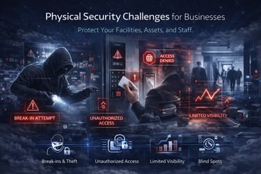 Physical security risks including break-ins unauthorized access and limited visibility in business