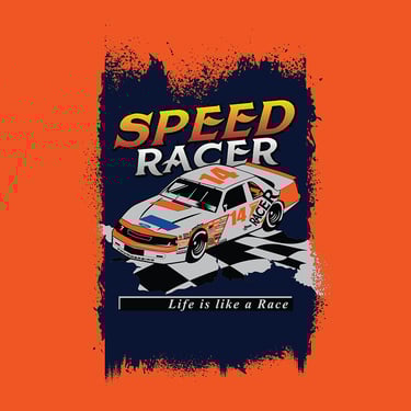 Heat press machine applying graphic design to orange T-shirt