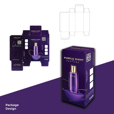 Elegant perfume package design with a sleek rectangular box in soft pastel pink, embossed floral patterns