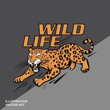 Vector illustration of a sleek cheetah in mid-run with stylized spots and smooth lines, featuring a gradient of golden yellow