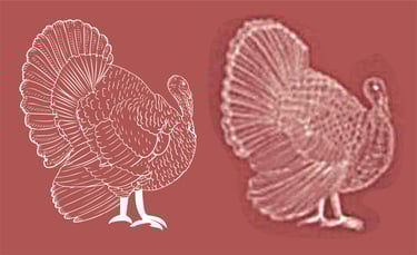 Simple black and white line art illustration of a rooster standing proudly, featuring clean, smooth lines outlining its comb,