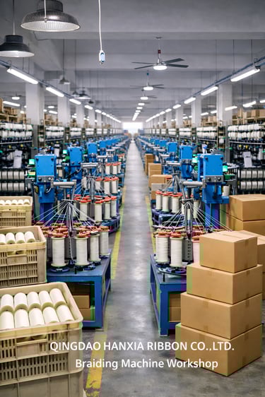Braided paper ribbon and paper rope production workshop at HANXIA factory