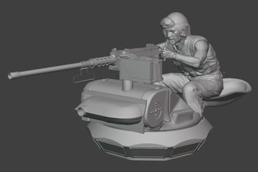 Vietnam War US M48 tank crew figure with mounted heavy machine gun detailed 3D model