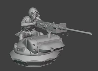Vietnam War US M48 tank crew figure with mounted heavy machine gun detailed 3D model