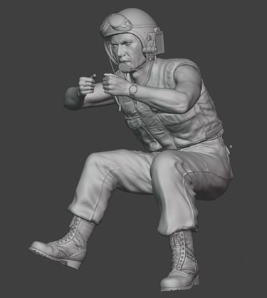 Vietnam War US M48 tank crew figure with mounted heavy machine gun detailed 3D model