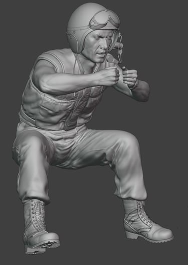 Vietnam War US M48 tank crew figure with mounted heavy machine gun detailed 3D model