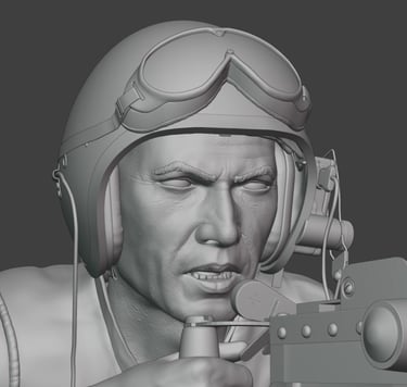 Vietnam War US M48 tank crew figure with mounted heavy machine gun detailed 3D model