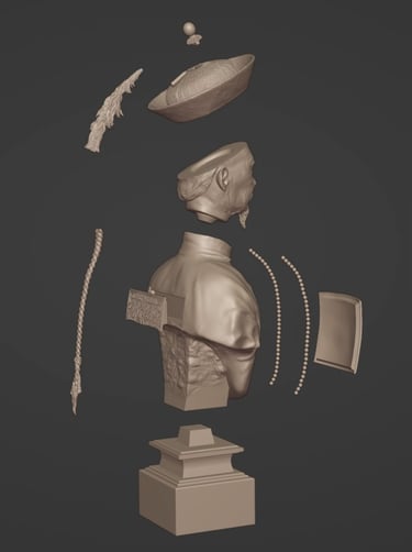Chinese Qing Dynasty Official 3D digital sculpture