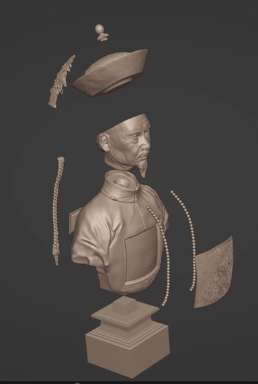 Chinese Qing Dynasty Official 3D digital sculpture