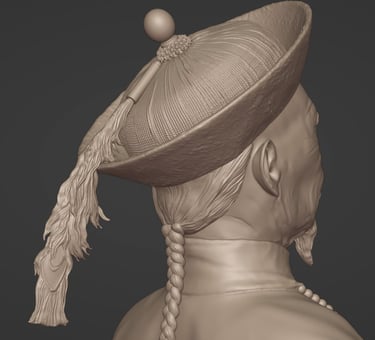 Chinese Qing Dynasty Official 3D digital sculpture