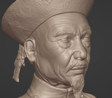 Chinese Qing Dynasty Official 3D digital sculpture