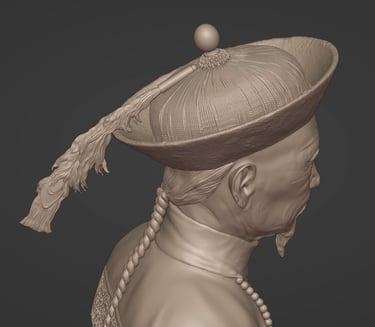 Chinese Qing Dynasty Official 3D digital sculpture