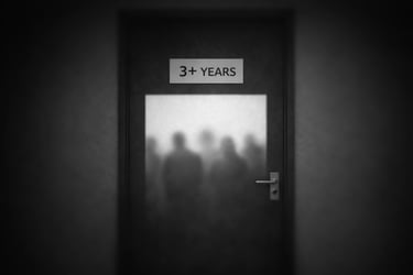 door with a 3+ year plaque keeping people outside