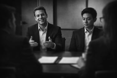 two candidates in a group interview, one extrovert and teh other introvert