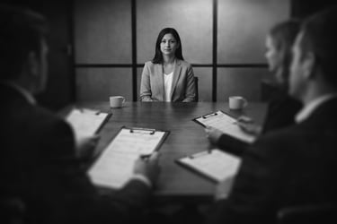 woman candifate being interviewed by a panel