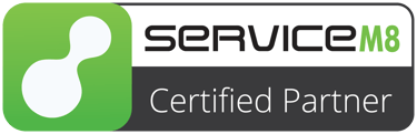 Official ServiceM8 Certified Partner logo badge for accredited job management software experts.