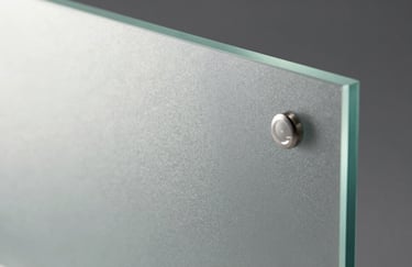 Macro photography of a high-tech glass panel with subtle light reflections in steel blue and off white, sharp focus on texture, professional studio lighting.