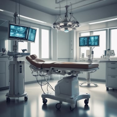 A professional setting showing a film crew capturing a medical video shoot inside a clinic environment.