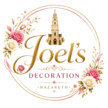 Joel's Decoration, Nazareth Wedding Stage Flower Decoration — Elegant floral arrangements with vibrant colors, customized themes, and premium designs to create a stunning backdrop for your special day. logo