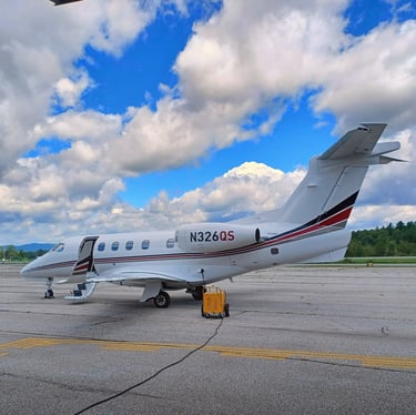 Jet on the ramp at Bennington Airport
