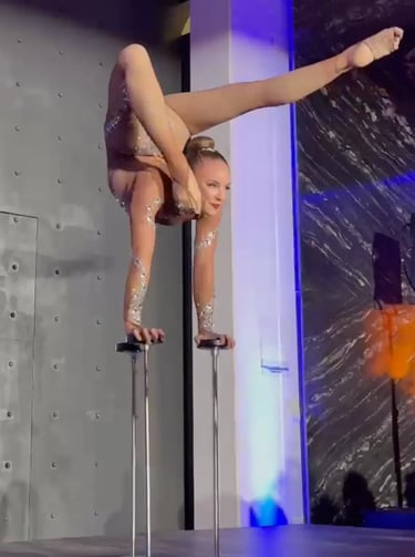 Spettacolo acrobatico di verticali e contorsione per matrimoni ed eventi di lusso.
