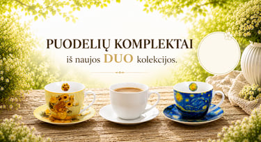 Duo porcelianinių puodelių komplektai 6+6