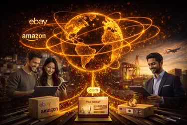 Glowing globe wide banner showing worldwide distribution across major marketplaces