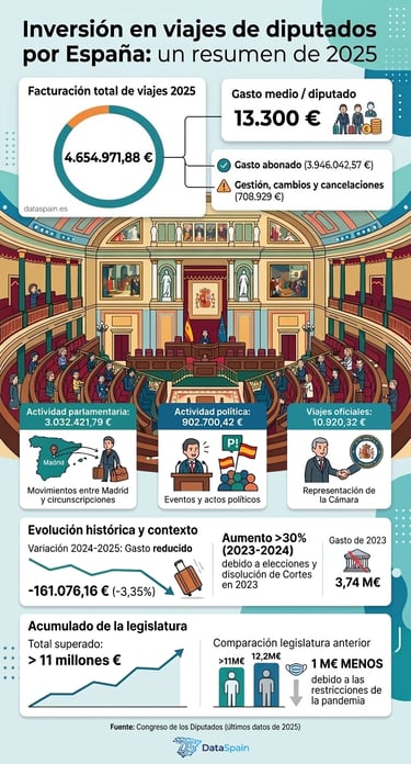 Infografía del Gasto en Viajes del Congreso 2025: ¿Cuánto cuesta mover a los Diputados?