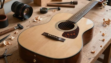 A golden brass saxophone with intricate engravings, catching warm light to show its metallic texture and rich bronze hues.