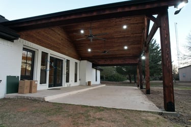 Modern Dark Wood Pergola with Light Ceiling