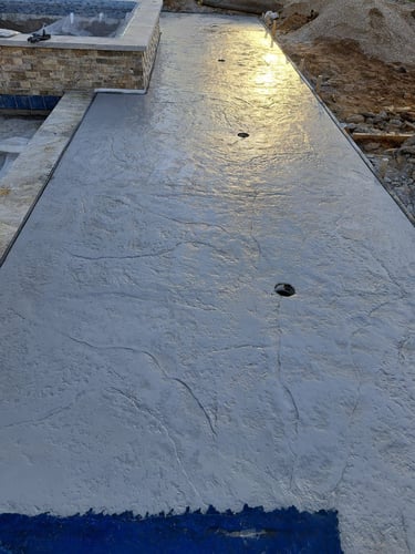 Unique Pattern Concrete Floor near Pool