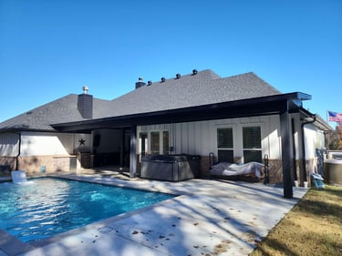 Modern Black Pergola with Pool