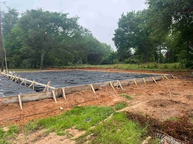 Concret slab formwork ready for pouring.