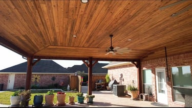 Wood Patio with Ceiling and Light