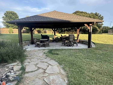 Unique Shape Patio with Pathway