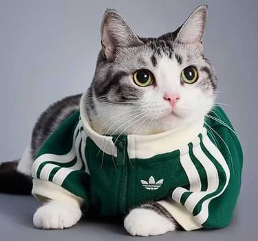 gatito gris con chamarra adidas a la medida