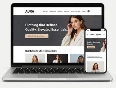 Responsive fashion e-commerce website design for Aura Apparel Landing Page Design & UX