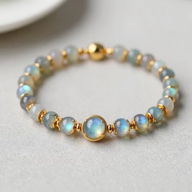 Labrodorite bracelet with round magnet clasp