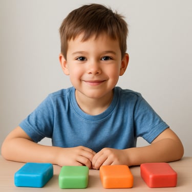 Kids happily washing hands with bubbly, fun-shaped soap.