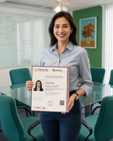 MUJER CON CERTIFICADO CONOCER IRREAL