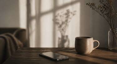 delayed text and coffee cup