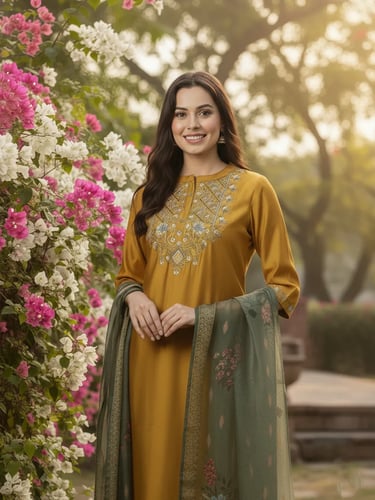 Straight Calf Length Salwar Suits - Mustard