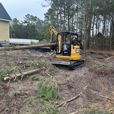 Excavation equipment clearing land in Holly Ridge NC