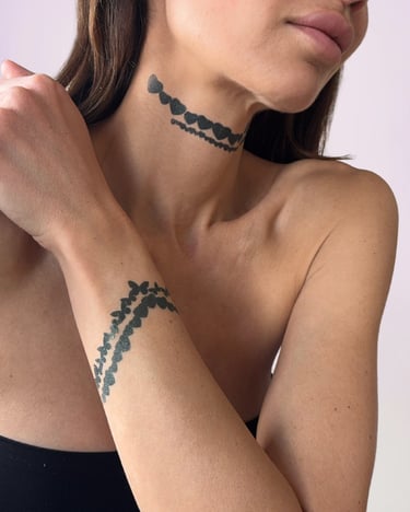 tatouage éphémère combinaison cœurs cou papillons poignet bijou éphémère tendance WANNATAG