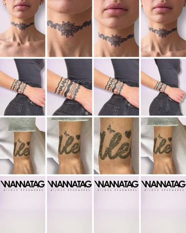 lookbook collection tatouages éphémères bijoux collier bracelet personnalisé WANNATAG