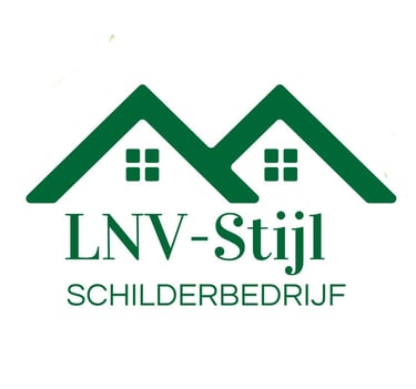 LNV-Stijl Schilderbedrijf logo featuring a green roof icon with house windows for a professional painting company.